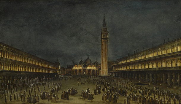 WA1927.1 Francesco Guardi, A Night Procession in the Piazza San Marco, c. 1755. Image © Ashmolean Museum, University of Oxford. WA1927.1 Francesco Guardi, A Night Procession in the Piazza San Marco, c. 1755. Image © Ashmolean Museum, University of Oxford.