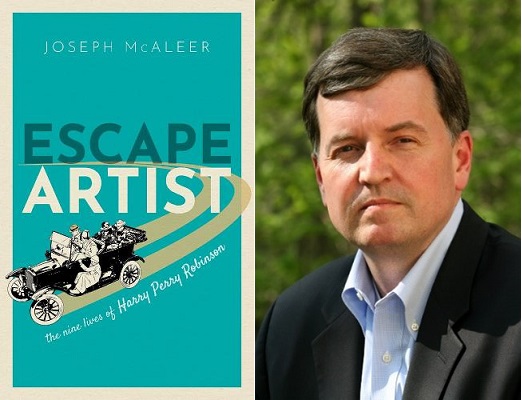 joseph mcaleer headshot and escape artist book cover
