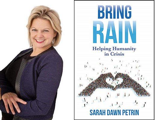 sarah petrin headshot and book